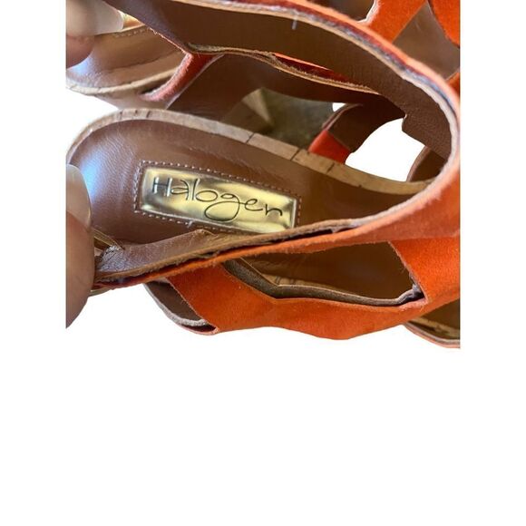 Halogen Orange Suede Leather Cutout Sandal Heels - Picture 8 of 15